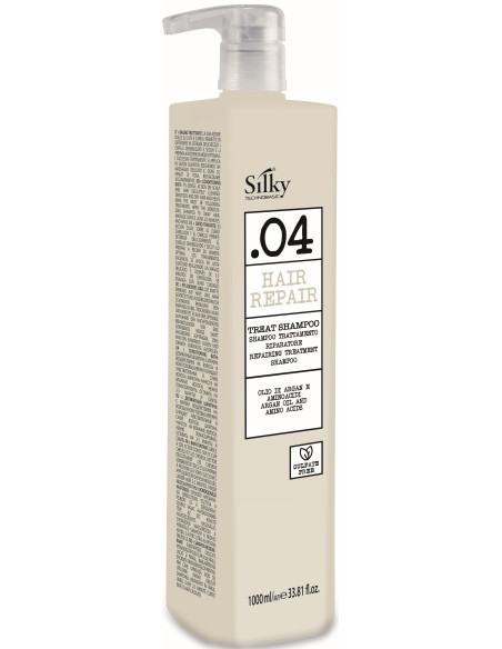 SILKY REPAIR Forebyggende og genoprettende shampoo til tørt, følsomt hår og hovedbund 1000 ml
