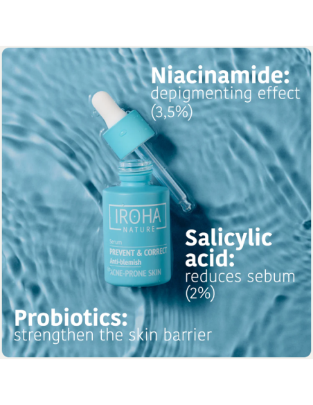 IROHA NATURE ACNE PRONE Serum med salicylsyre til forebyggelse af akne-ar, udglattende 30 ml