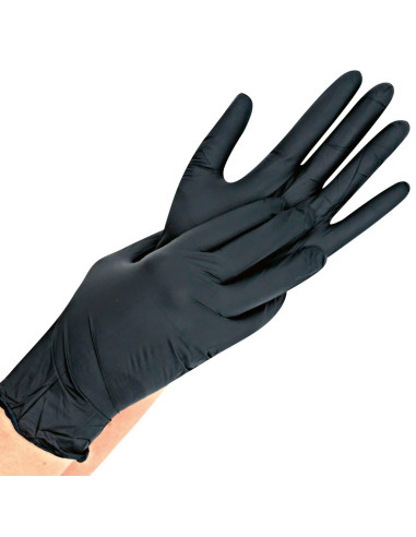 Gloves Nitrylex PF Black | Nitryl| No powder (Small, 6-7) | Black 100 pcs