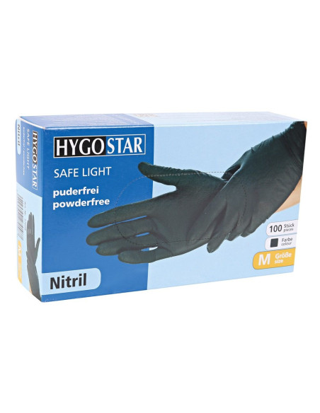 Handsker Nitrylex PF Sort | Nitril | Pudderfri (Stor, 8-9) | Sort 100 stk.