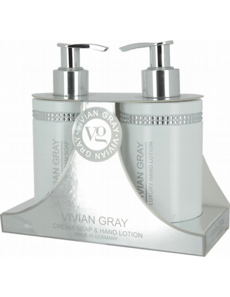 Crystals SET sæbe, cremet + håndlotion, hvid 2*250ml