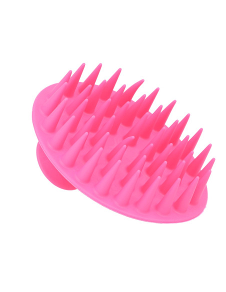 Massagebørste til hovedbunden af silikone, fuchsia
