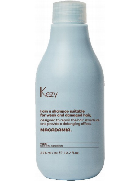 KEZY Sæt til pleje af skrøbeligt og skadet hår MACADAMIA (Shampoo 385ml + Olie 100ml)