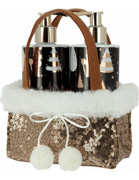 CHRISTMAS Brun Glitter Sæt med cremesæbe + håndlotion 2*250ml