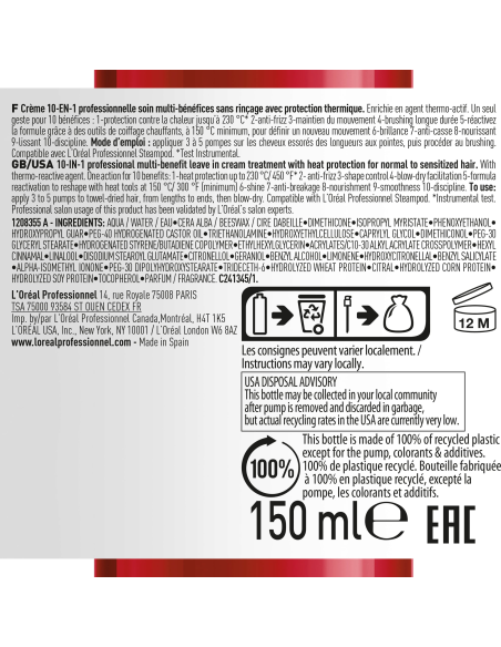 Blow-Dry Fluidifier 10-i-1, varmebestandig og stylingcreme 150 ml